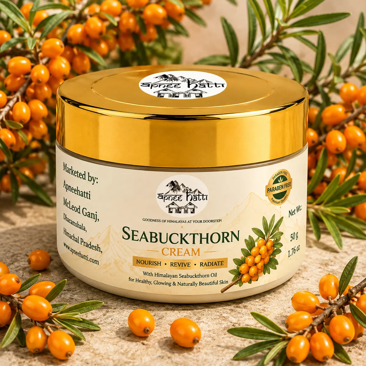 Himalayan Seabuckthorn Cream 50g with Himalayan seabuckthorn oil for nourishing and moisturizing skin