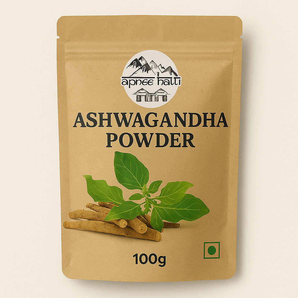 ApneeHatti Himalayan Ashwagandha powder 100g pack made from dried ashwagandha roots