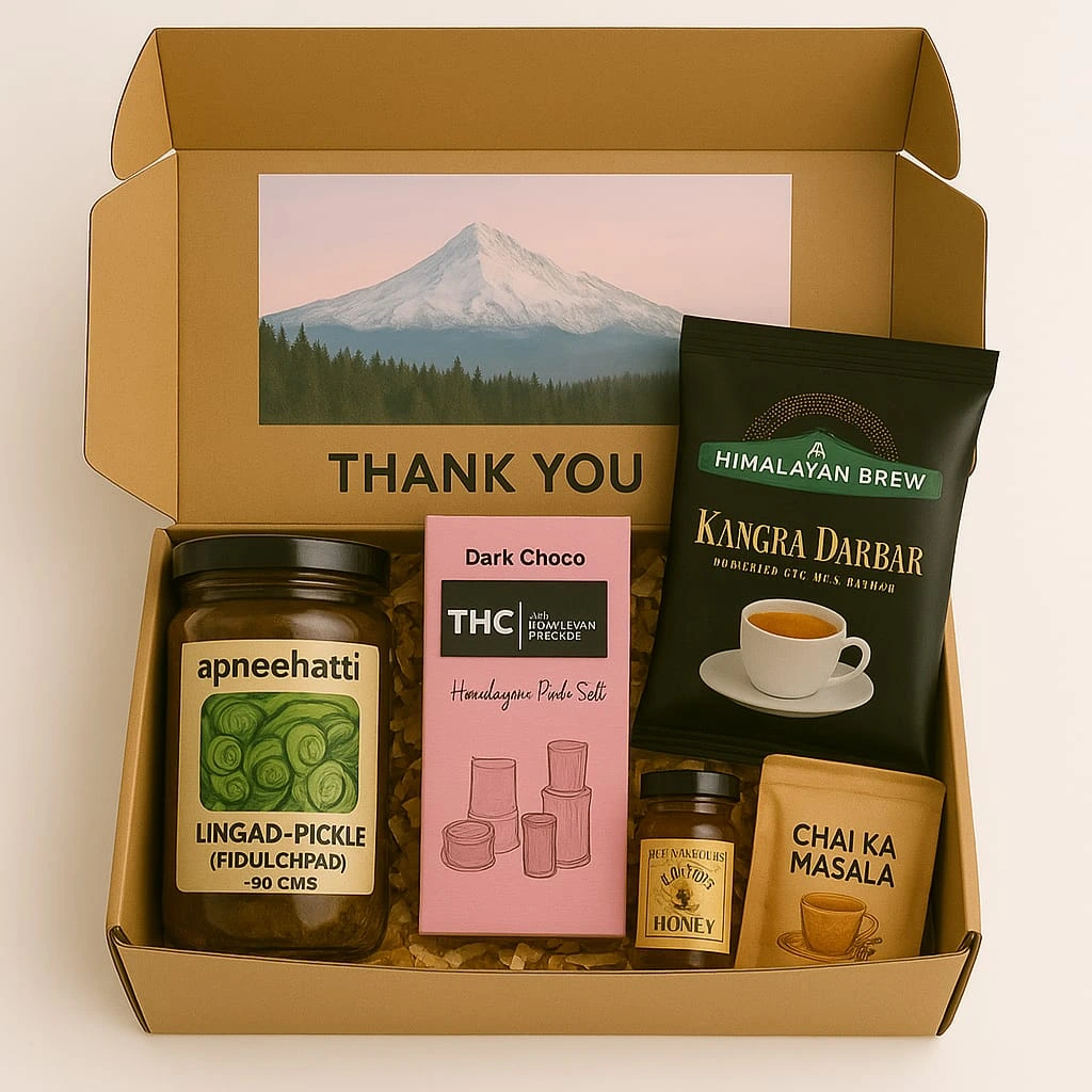 Apneehatti Himalayan Flavours Festive Gift Hamper with pickle tea honey and chocolate