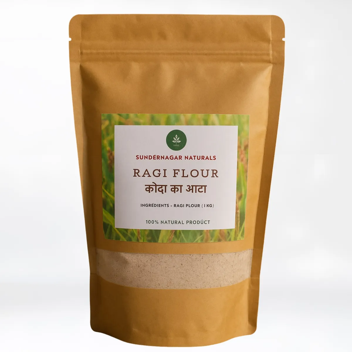 Apneehatti Organic Ragi Flour packed in kraft pouch made from Himalayan finger millet