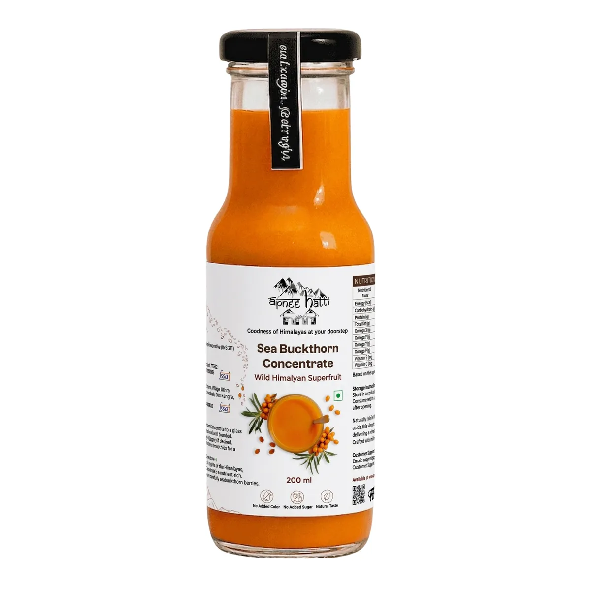 Himalayan Sea Buckthorn Juice 200ml natural immunity booster rich in vitamin C and omega 7 by Apneehatti