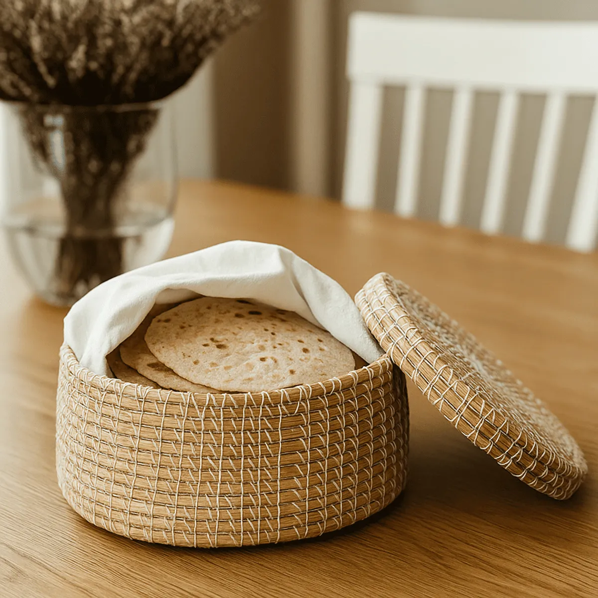 Handcrafted pine needle storage box with lid by Apneehatti used as eco-friendly organizer for diyas, chocolates and gift items