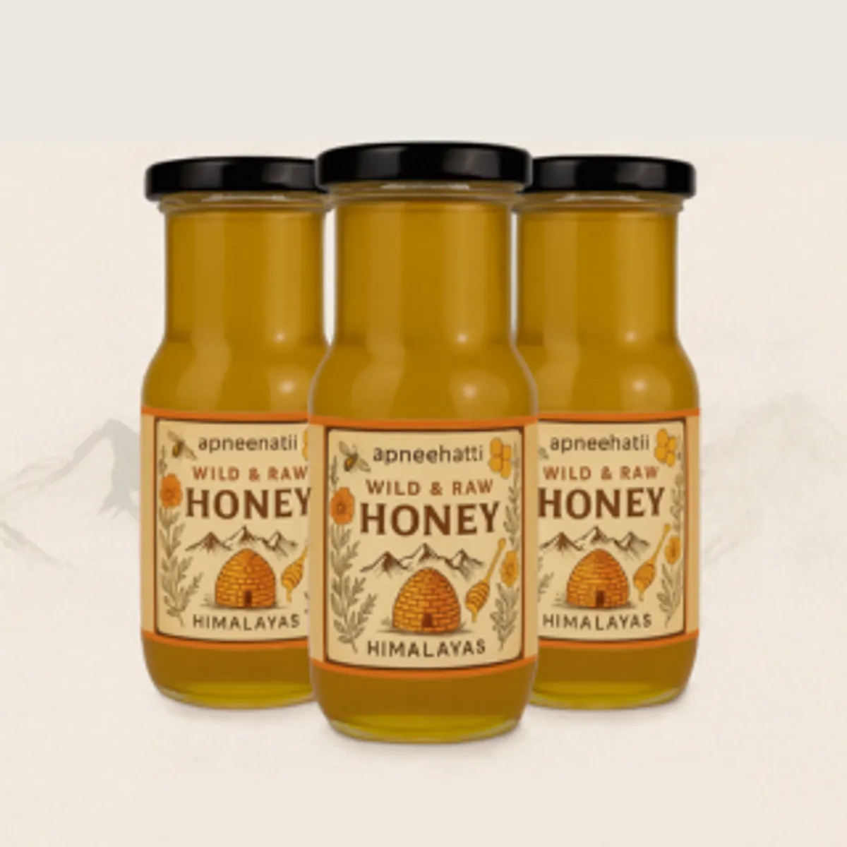 Apneehatti Wild Raw Honey pack of 3 jars made from forest-sourced natural honey