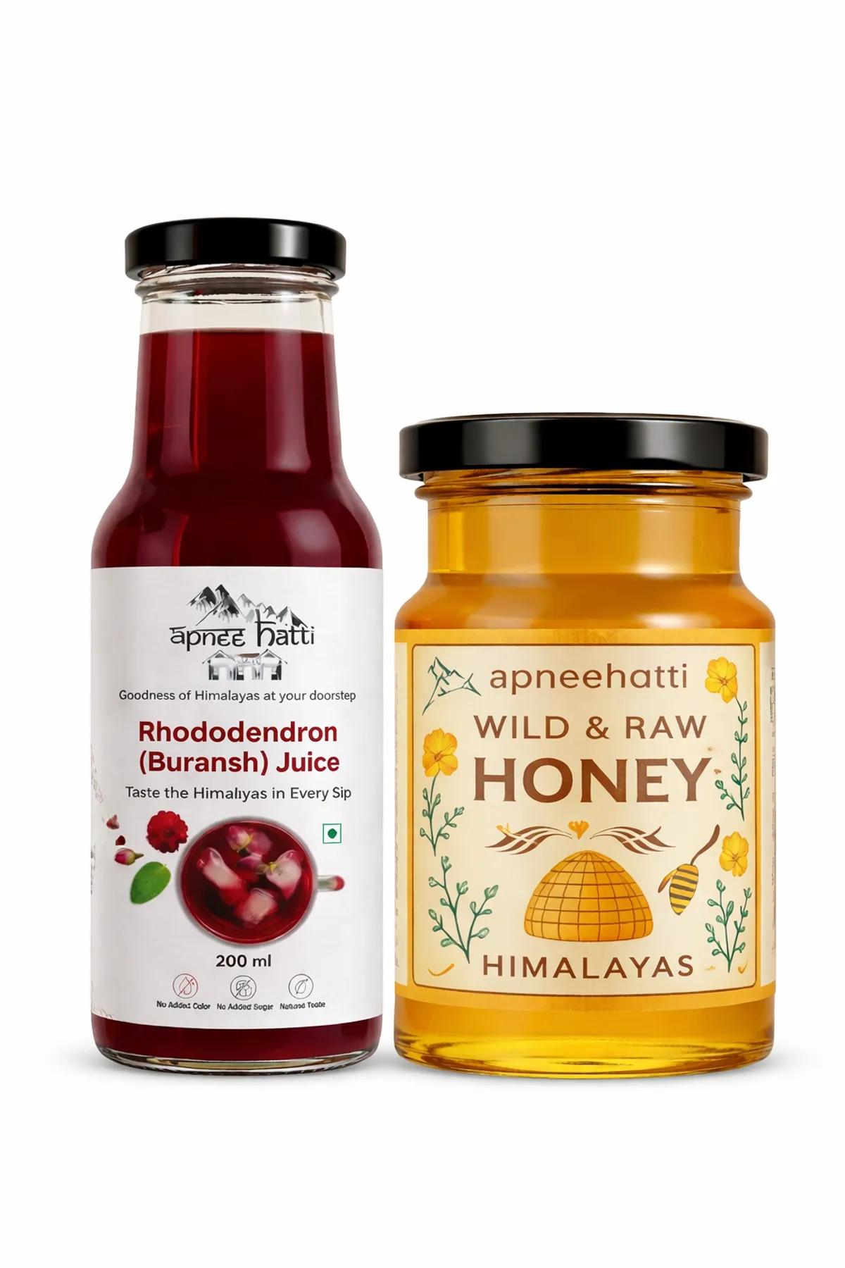 Rhododendron Juice and Wild Raw Honey Combo 