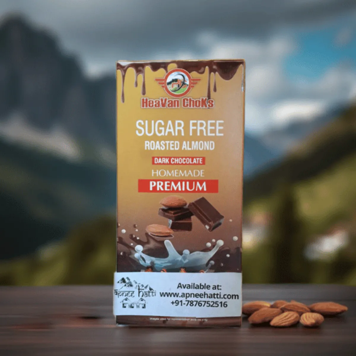 Sugar-Free Roasted Almond Dark Chocolate